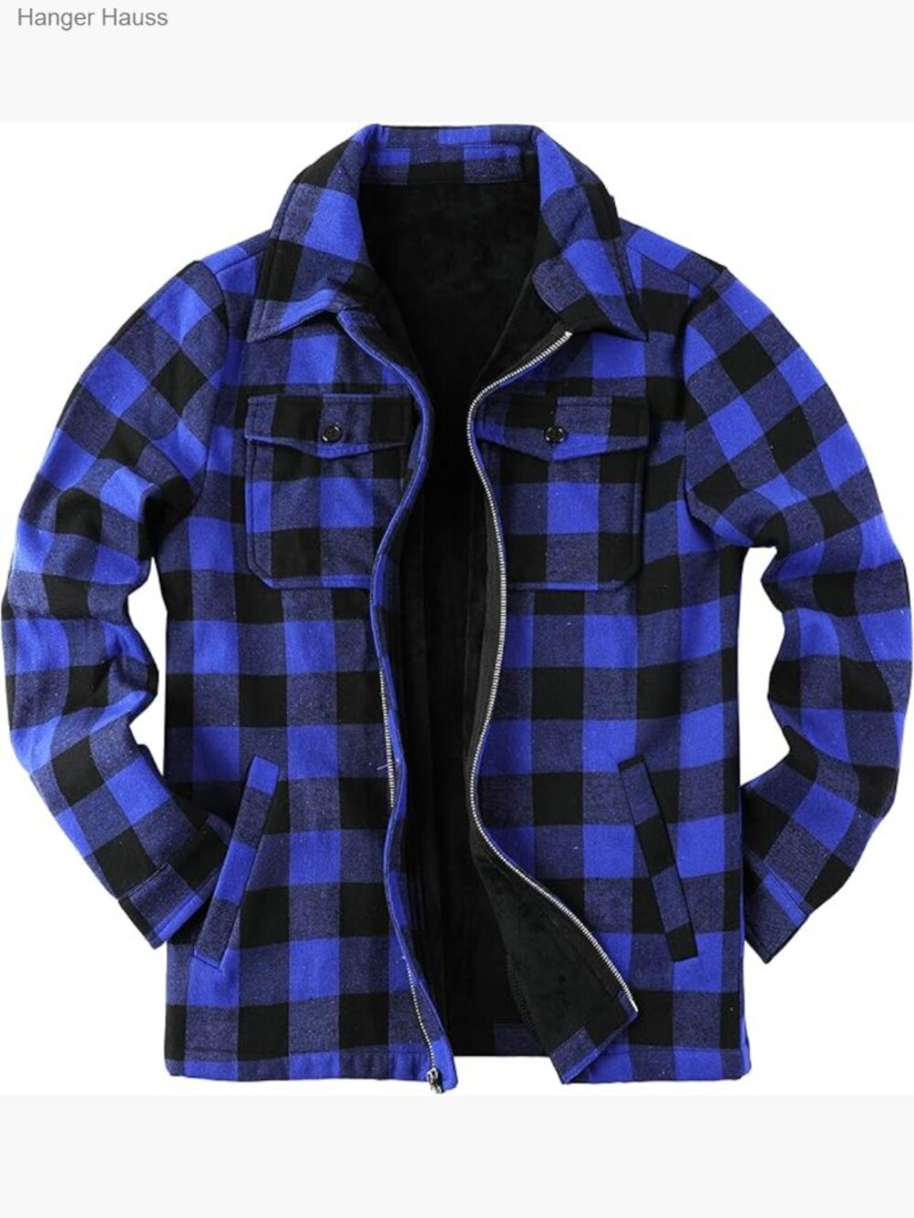 Mens Fleece Jacket Sherpa Lined Zip Up Buffalo Plaid Flannel Coat Warm Fall